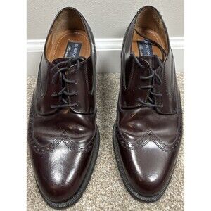Bostonian Classics Size 8 Brown Burgundy Leather Mens Wingtip Toe Shoes
